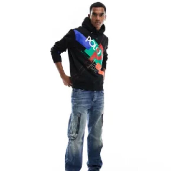 NWT$249 Polo Ralph Lauren Colorblock Logo Print Fleece Hoodie Sweatshirt M - Picture 16 of 16